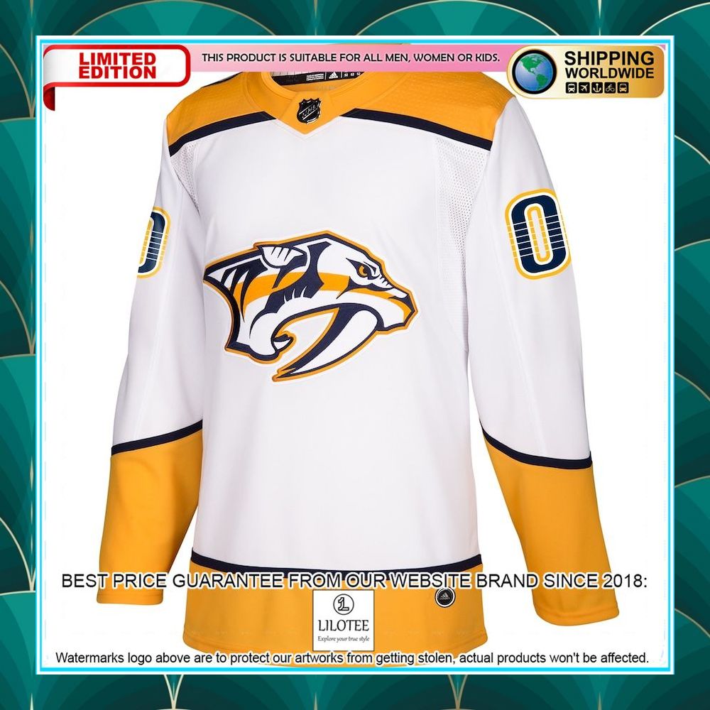 nashville predators adidas away custom white hockey jersey 2 160
