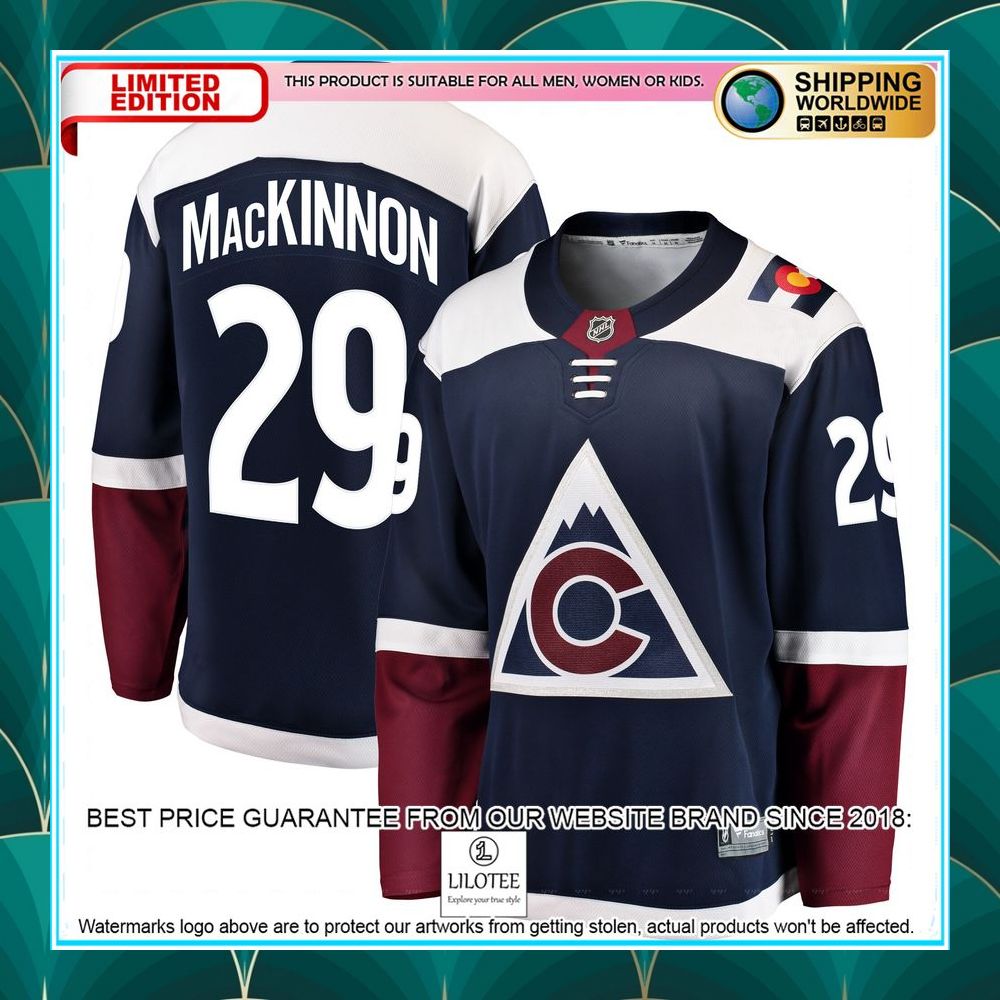 nathan mackinnon colorado avalanche alternate navy hockey jersey 1 761