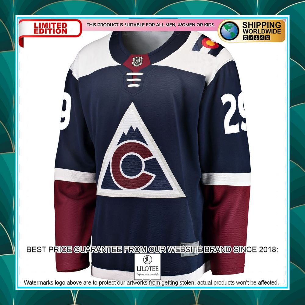 nathan mackinnon colorado avalanche alternate navy hockey jersey 2 673