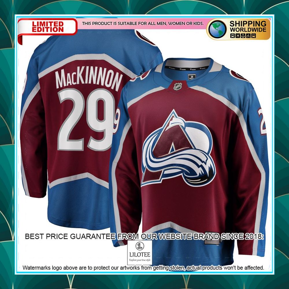 nathan mackinnon colorado avalanche breakaway burgundy hockey jersey 1 882