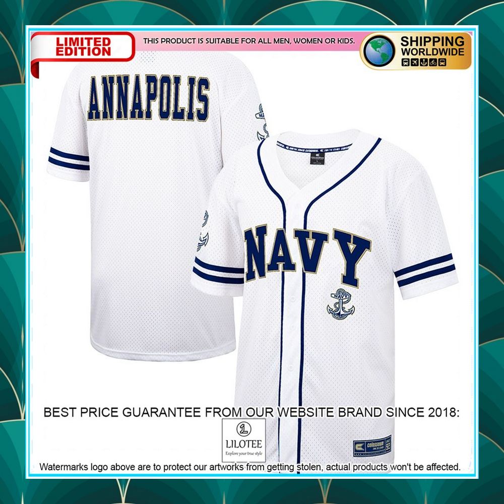 navy midshipmen white navy baseball jersey 1 301
