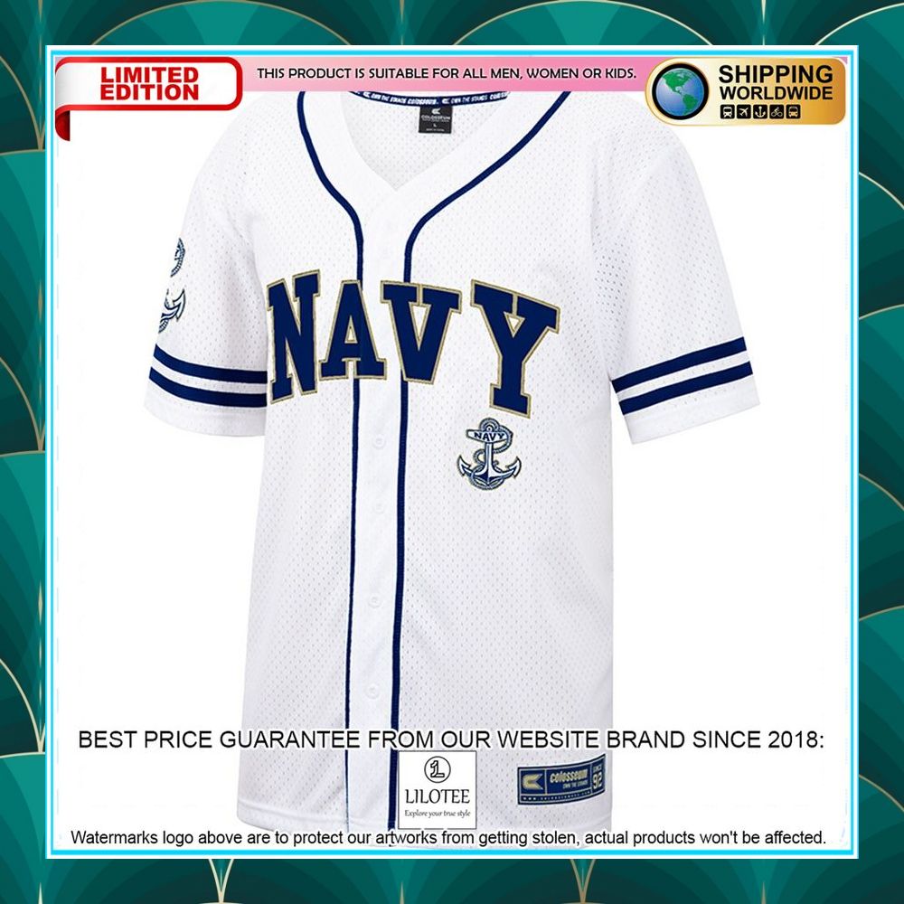 navy midshipmen white navy baseball jersey 2 389