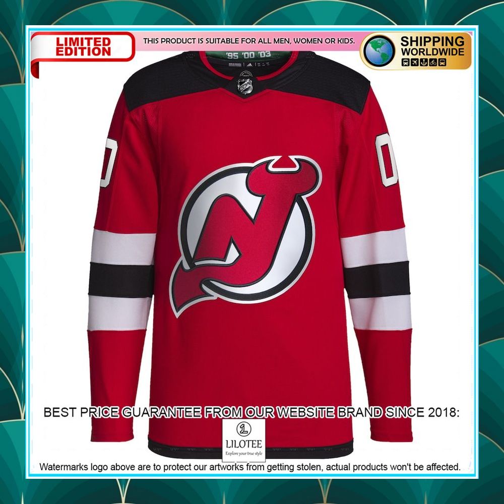 new devils adidas home primegreen pro custom red hockey jersey 2 287