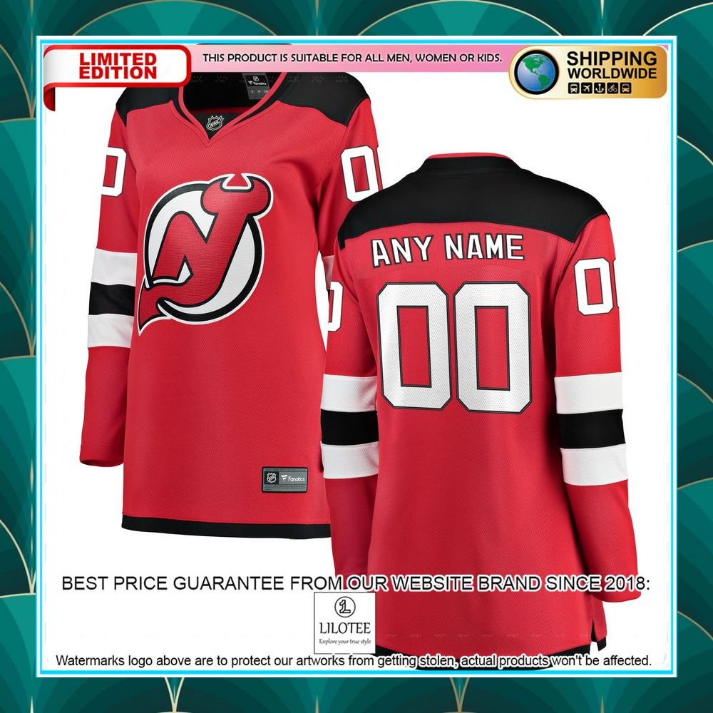 new jersey devils womens home custom red hockey jersey 1 430