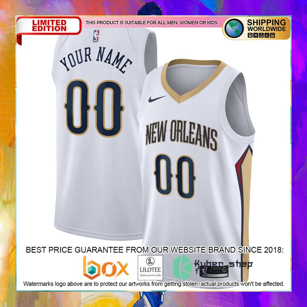 new orleans pelicans 2020 21 custom white basketball jersey 1 908