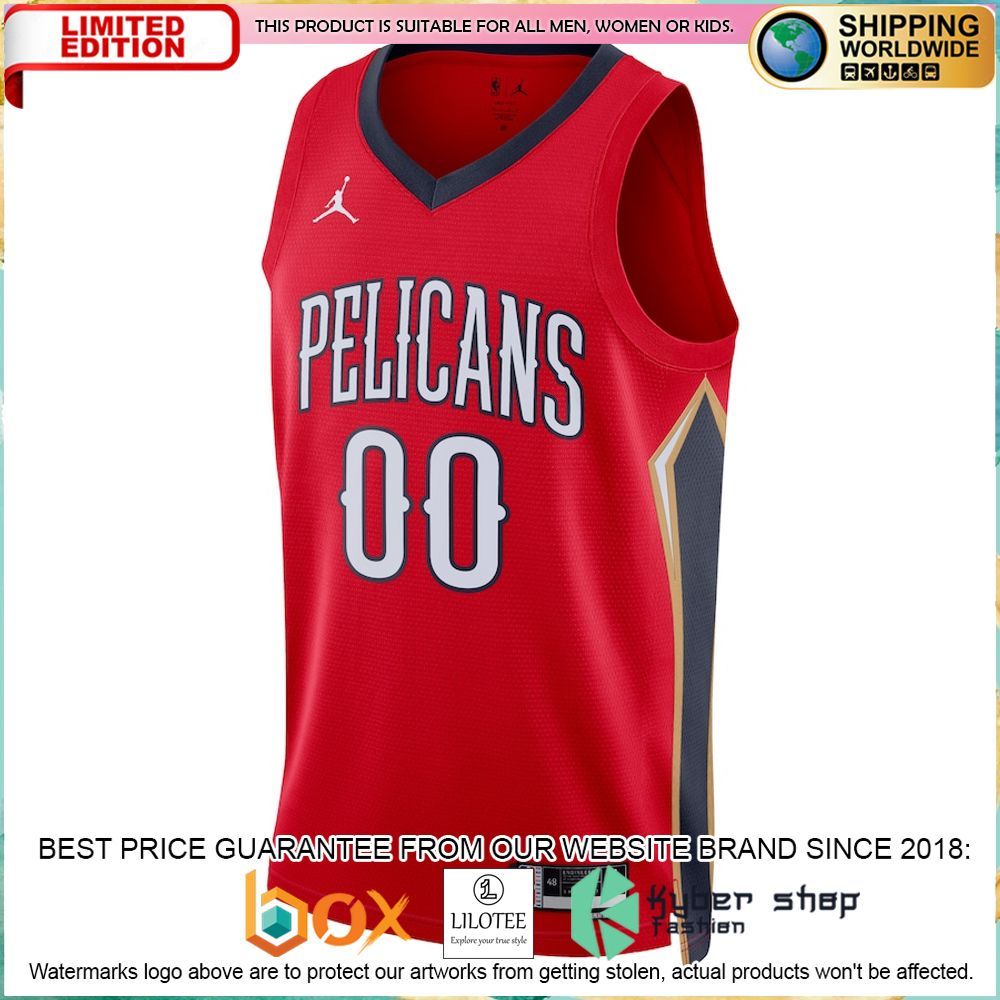 new orleans pelicans jordan brand 2022 23 custom red basketball jersey 2 134