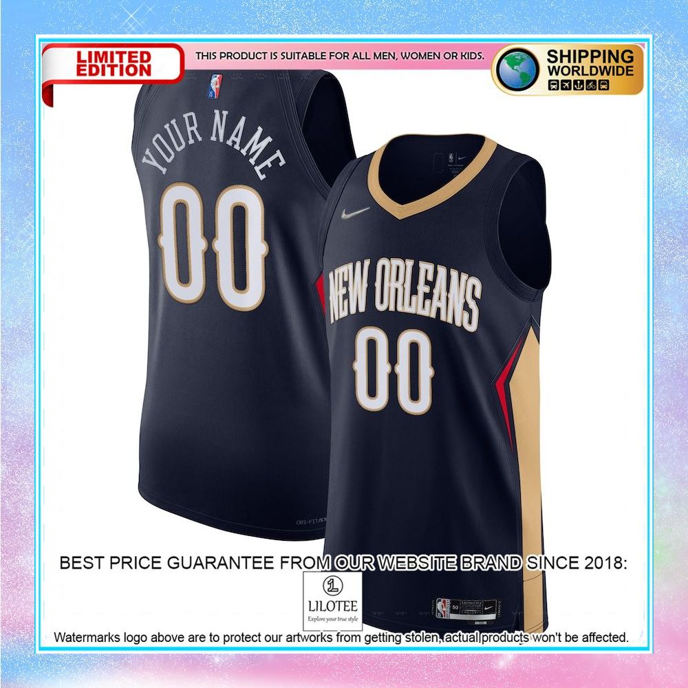 new orleans pelicans nike 2021 22 diamond custom navy basketball jersey 1 48