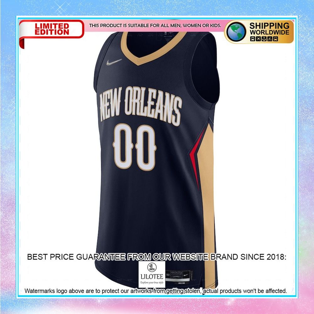 new orleans pelicans nike 2021 22 diamond custom navy basketball jersey 2 923