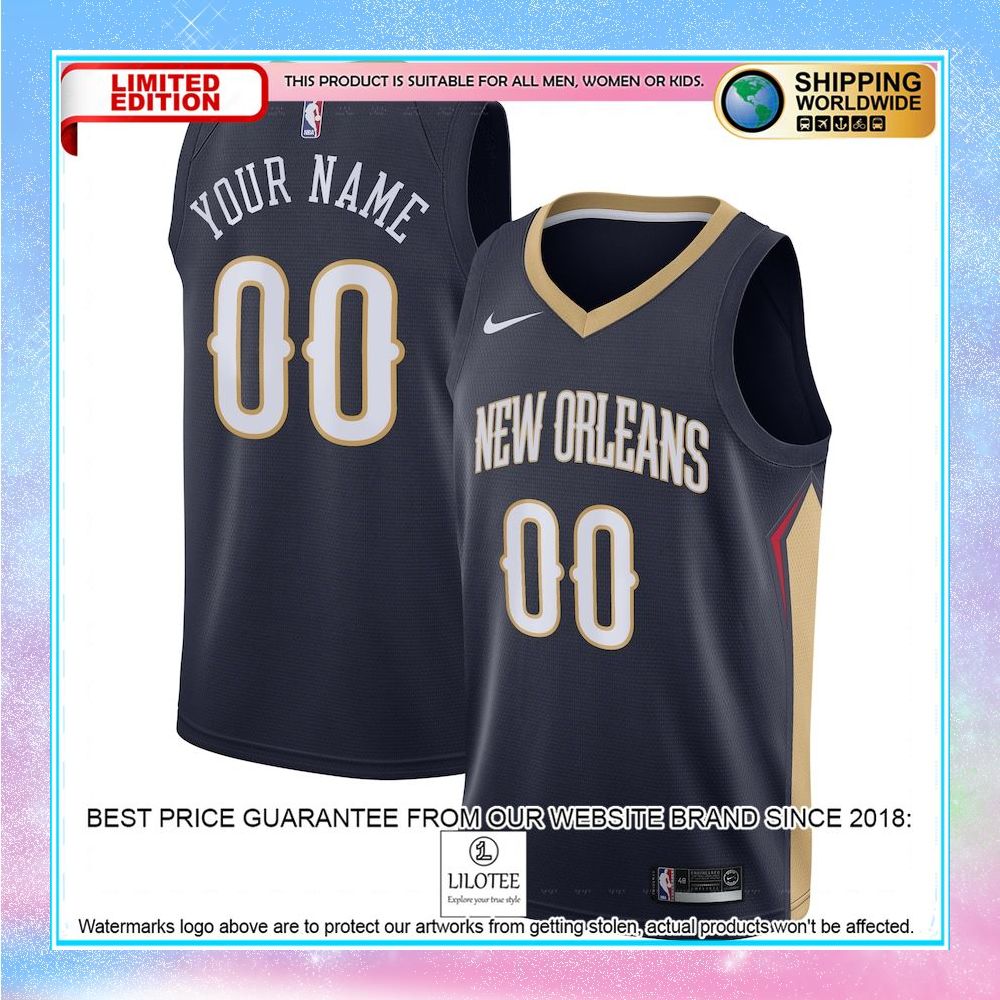 new orleans pelicans nike custom navy basketball jersey 1 813