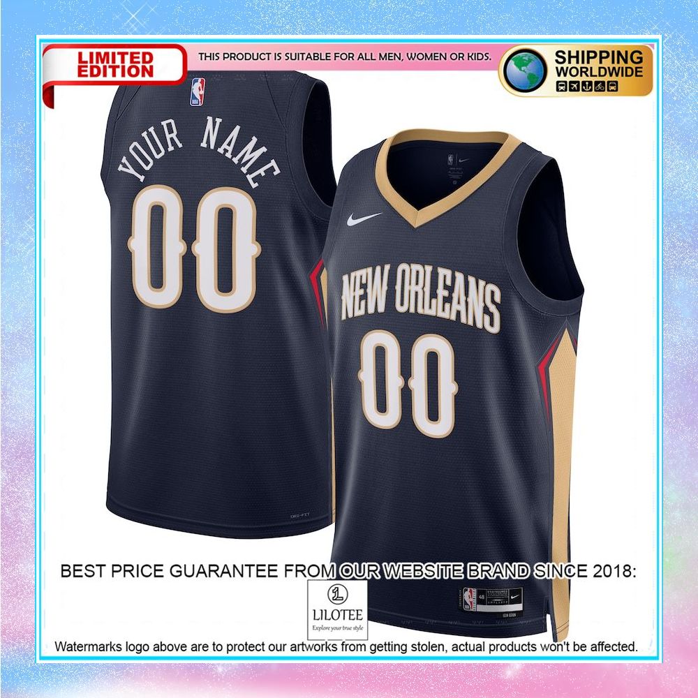 new orleans pelicans nike unisex 2022 23 custom navy basketball jersey 1 333