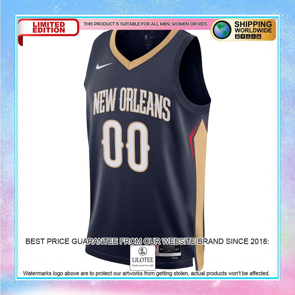 new orleans pelicans nike unisex 2022 23 custom navy basketball jersey 2 166