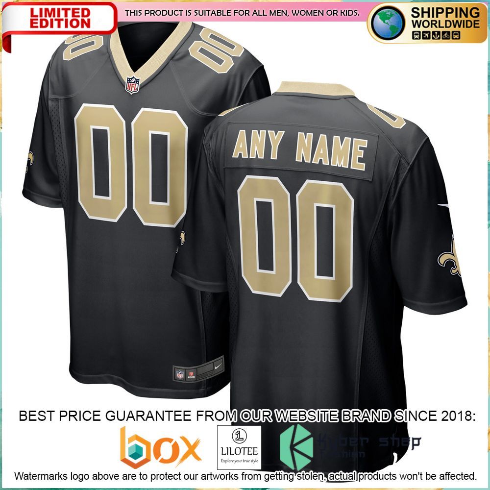 new orleans saints nike custom black football jersey 1 306