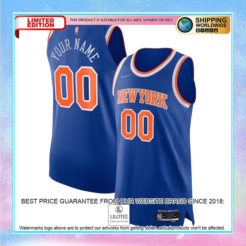 new york knicks custom blue basketball jersey 1 119
