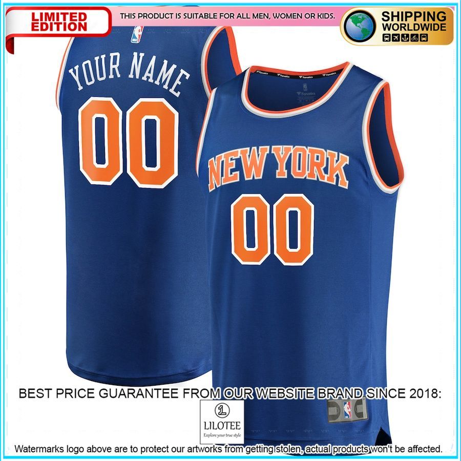 new york knicks custom blue basketball jersey 1 686