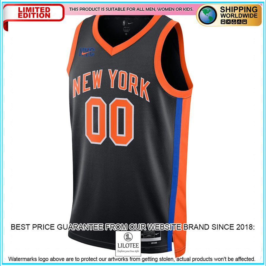 new york knicks nike 2022 23 custom black basketball jersey 2 203