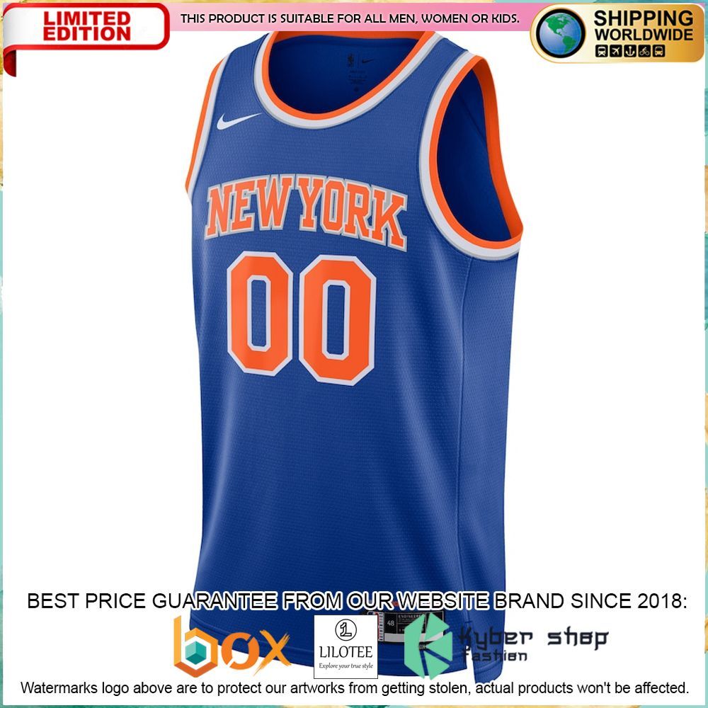 new york knicks nike 2022 23 custom blue basketball jersey 2 458