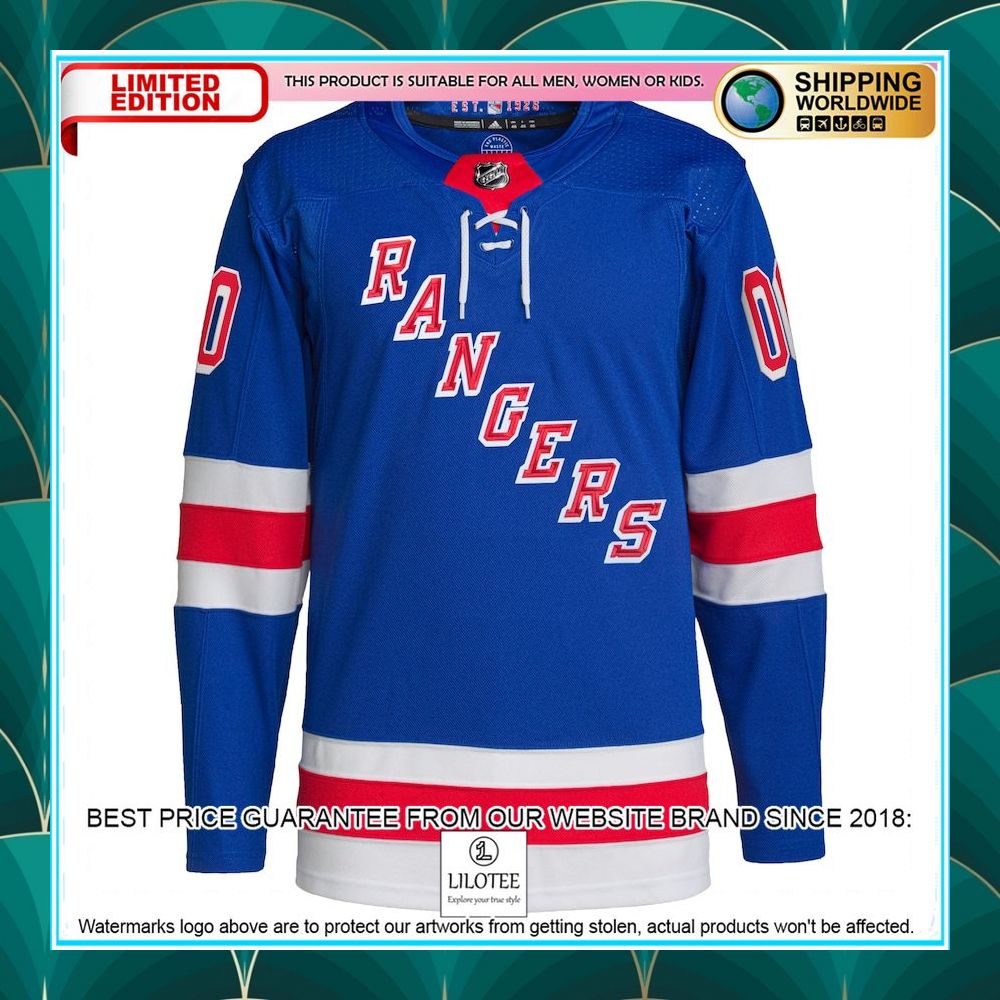 new york rangers adidas home primegreen pro custom royal hockey jersey 2 325