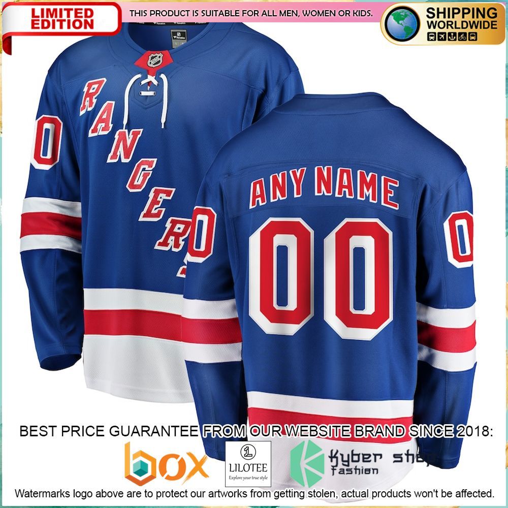new york rangers fanatics branded home custom blue hockey jersey 1 248