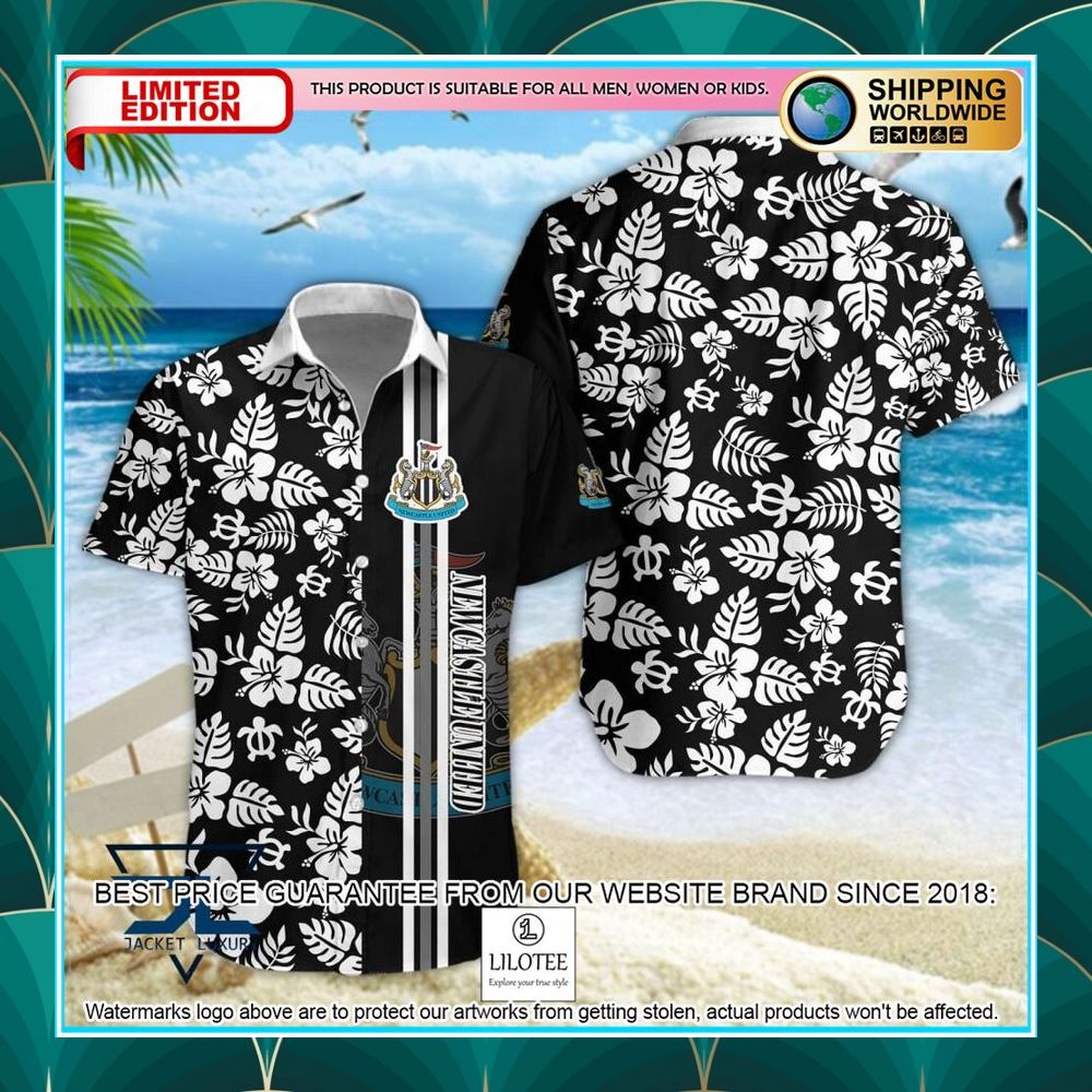 newcastle united f c flowers hawaiian shirt shorts 1 339