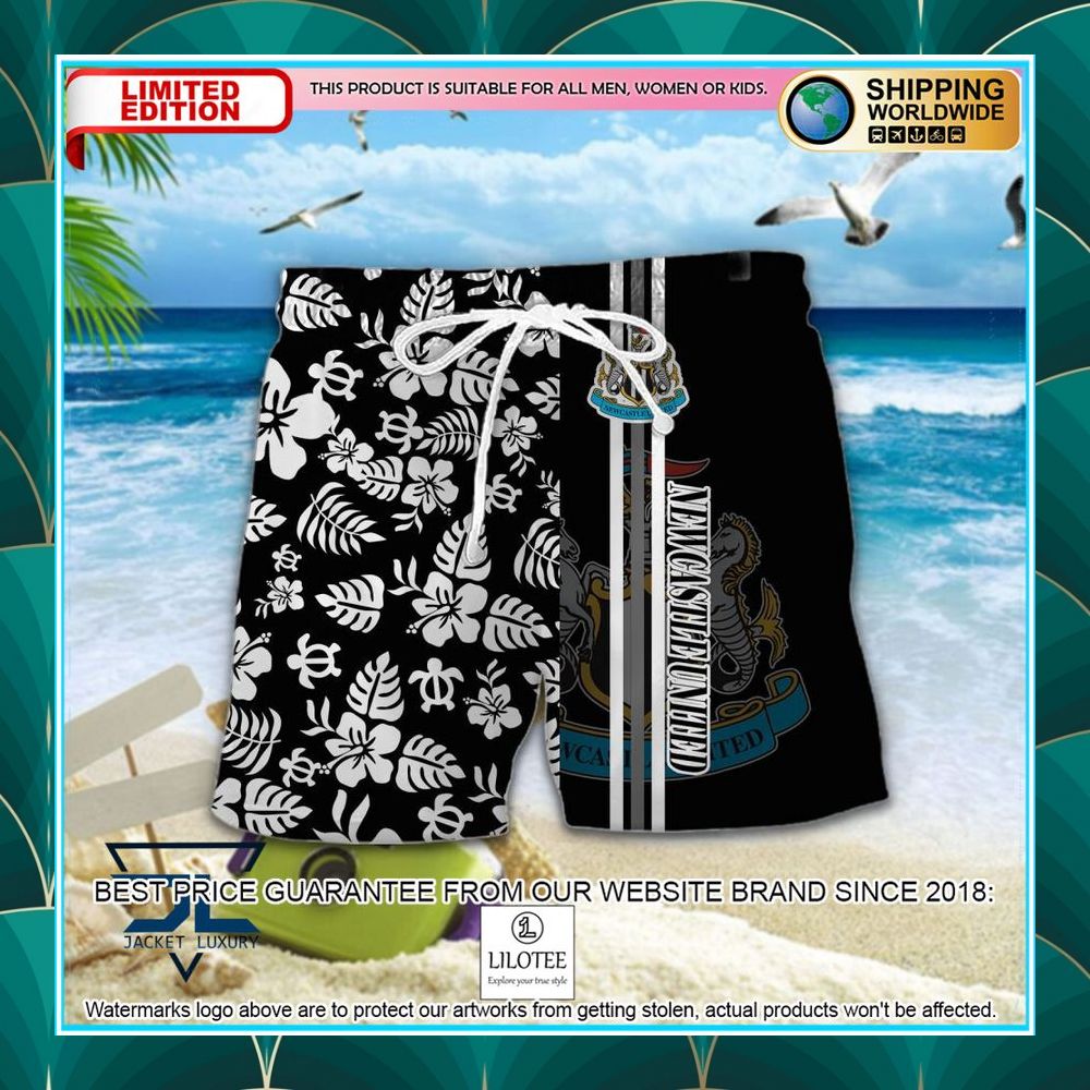 newcastle united f c flowers hawaiian shirt shorts 2 831