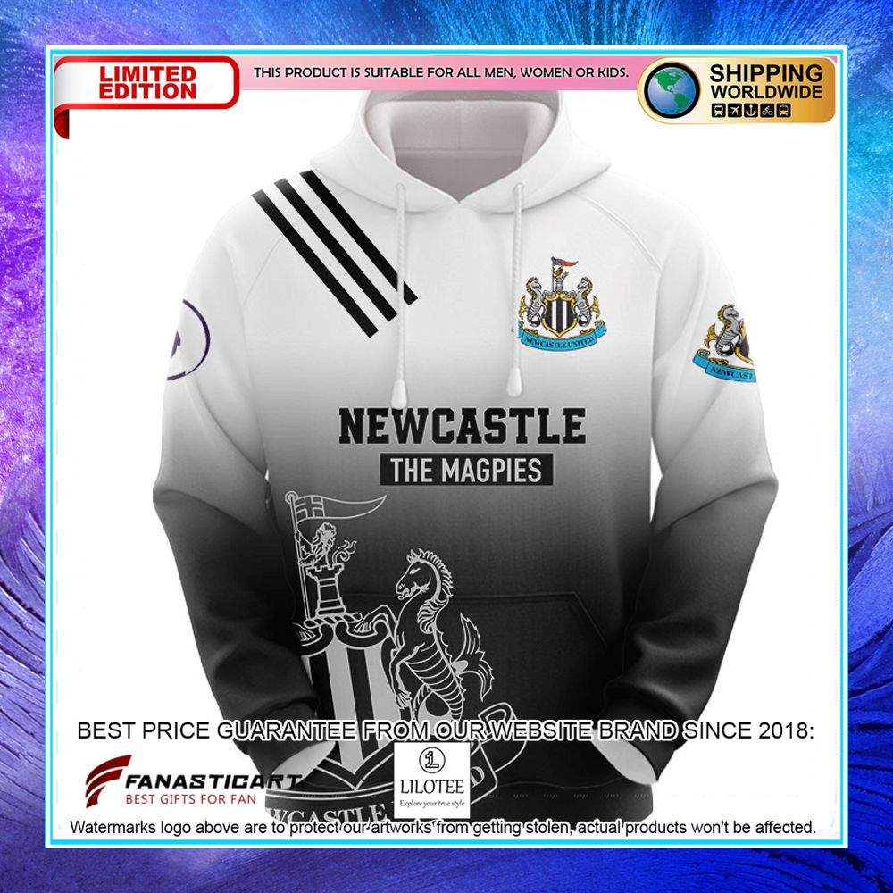 newcastle united fc the magpies grey hoodie shirt 1 85