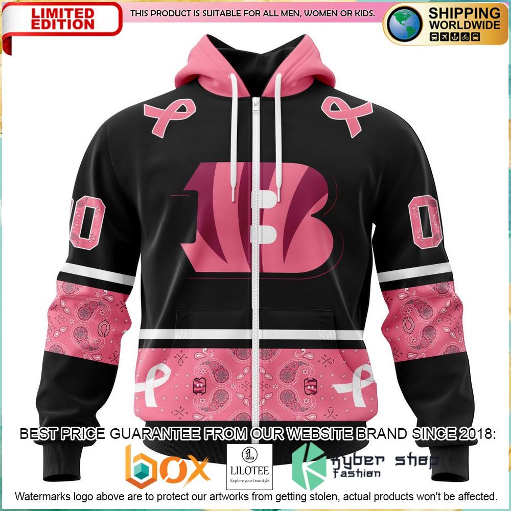 nfl cincinnati bengals breast cancer personalized hoodie shirt 2 911