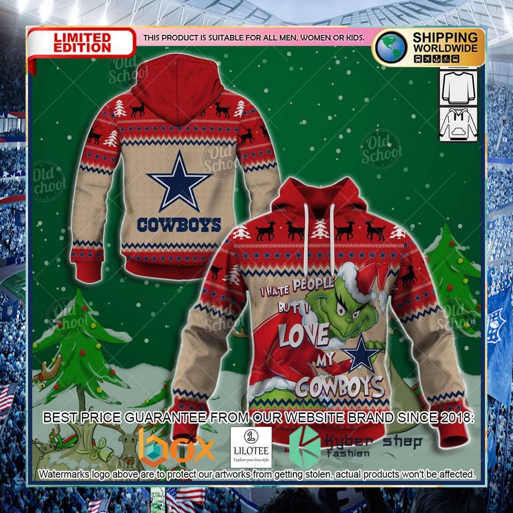 nfl dallas cowboys grinch i hate people but love cowboys hoodie shirt 1 297