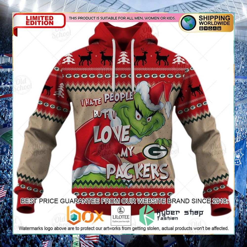 nfl green bay packers grinch i hate people but love packers hoodie shirt 2 969