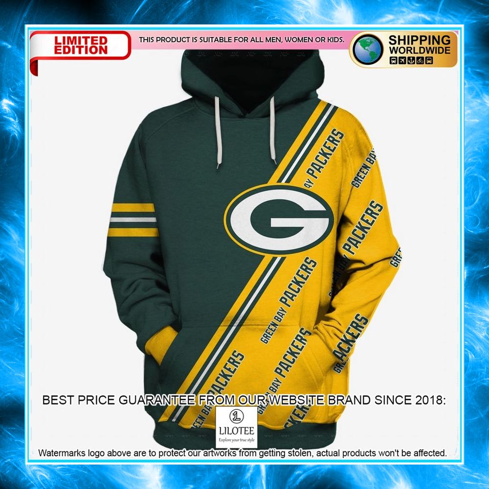 nfl green bay packers yellow 3d shirt hoodie 2 393