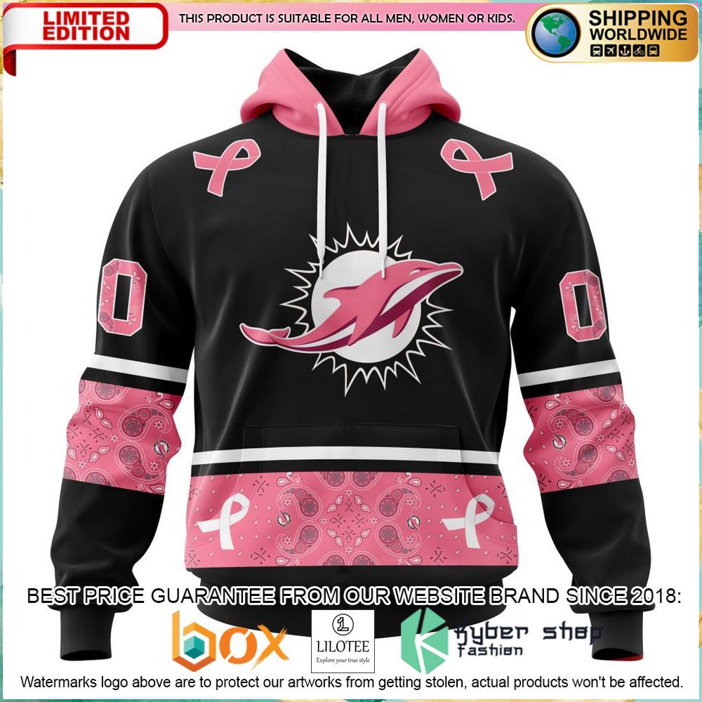 nfl miami dolphins breast cancer personalized hoodie shirt 1 234