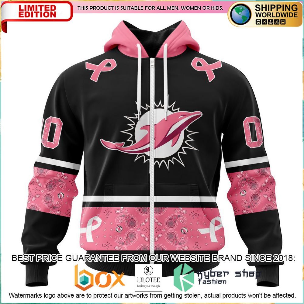 nfl miami dolphins breast cancer personalized hoodie shirt 2 388