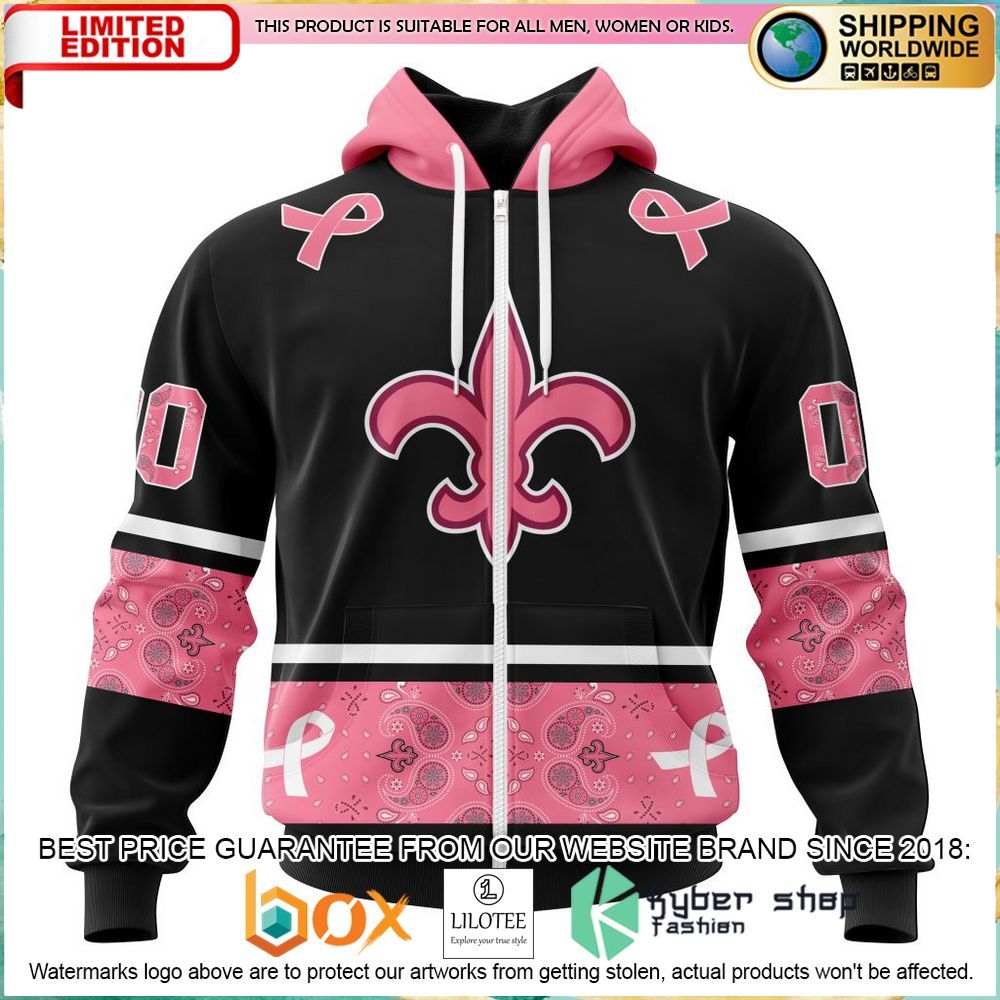 nfl new orleans saints breast cancer personalized hoodie shirt 2 841
