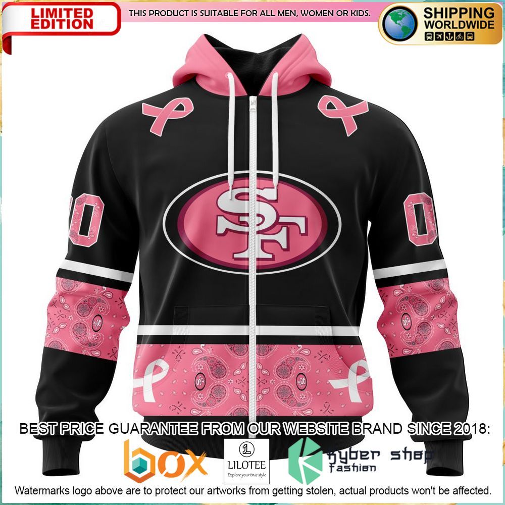 nfl san francisco 49ers breast cancer personalized hoodie shirt 2 710