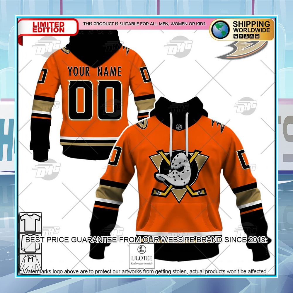 nhl anaheim ducks 2022 orange alternate custom shirt hoodie 1 353