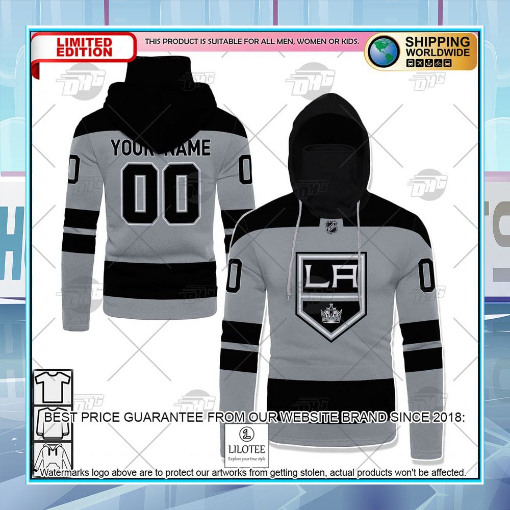 nhl los angeles kings 2022 fanatics branded gray alternate breakaway custom shirt hoodie 2 343