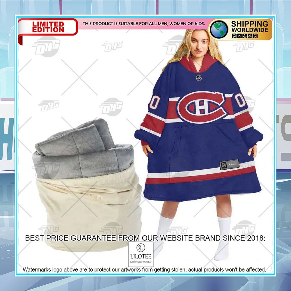 nhl montreal canadiens blue custom oodie blanket hoodie 1 70