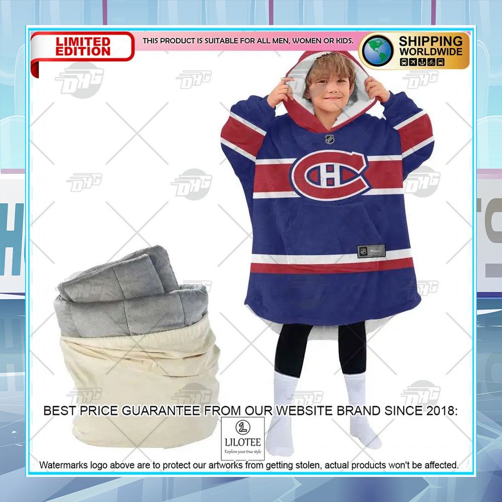 nhl montreal canadiens blue custom oodie blanket hoodie 2 433