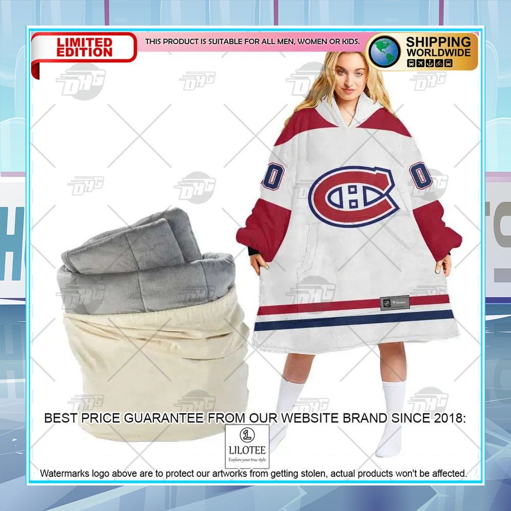 nhl montreal canadiens white custom oodie blanket hoodie 1 604