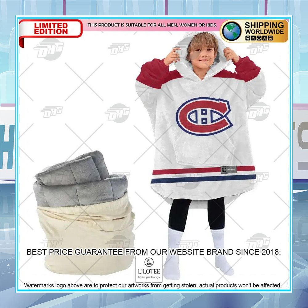 nhl montreal canadiens white custom oodie blanket hoodie 2 950