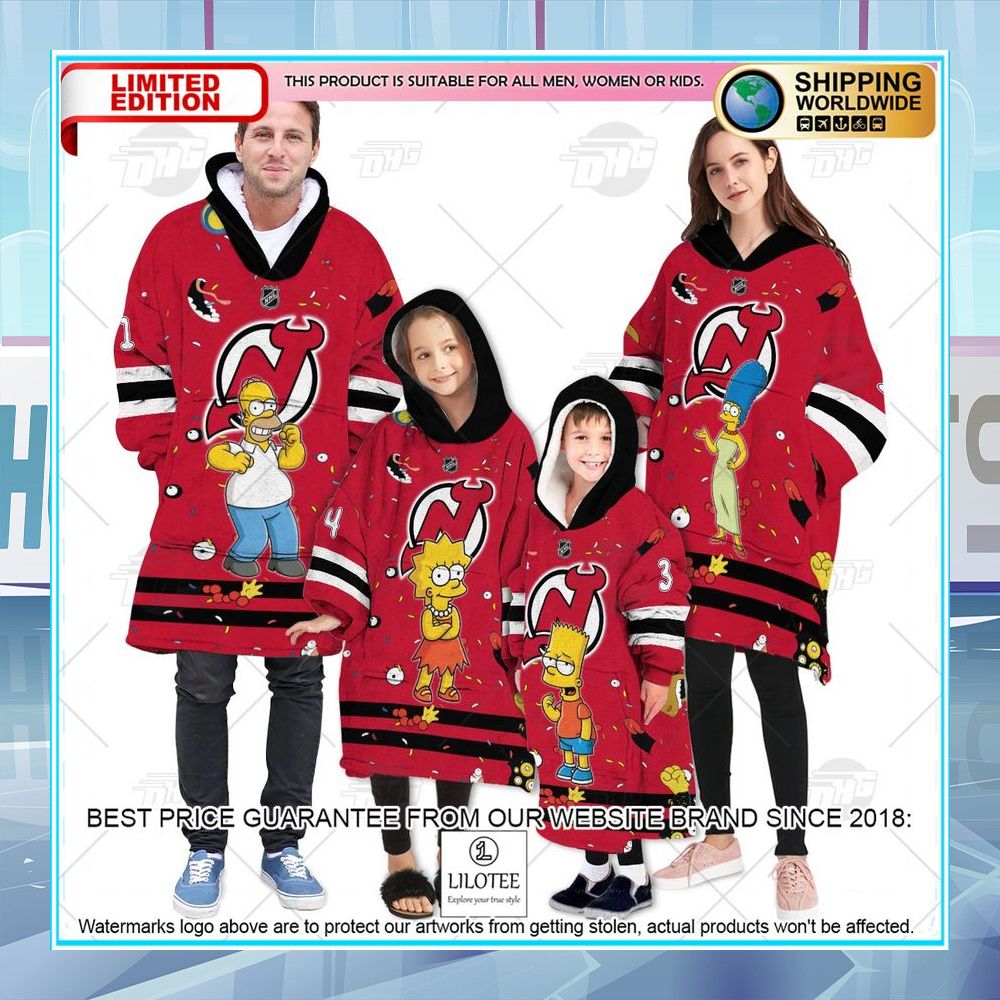 nhl new jersey devils the simpsons custom oodie blanket hoodie 1 387