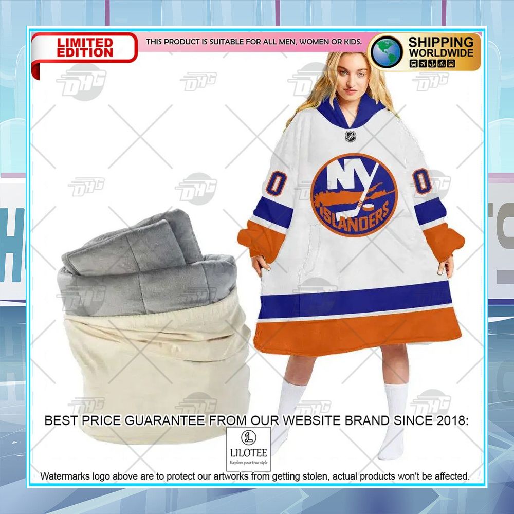 nhl new york islanders white custom oodie blanket hoodie 1 404