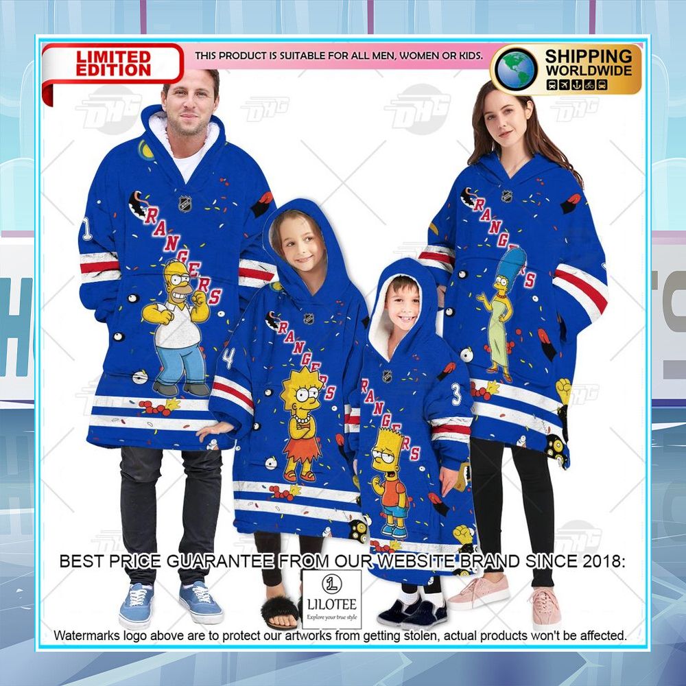 nhl new york rangers the simpsons custom oodie blanket hoodie 1 565
