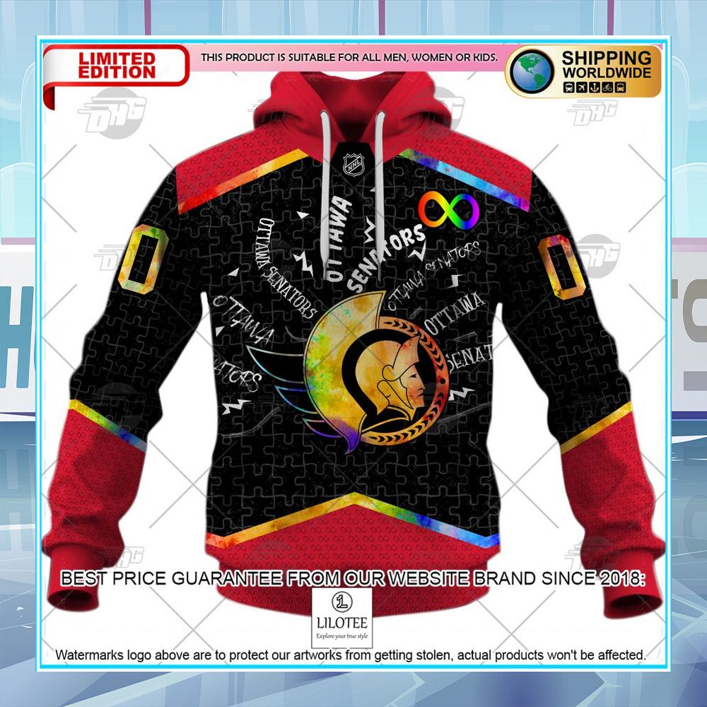 NHL Ottawa Senators Custom Autism CUSTOM Shirt, Hoodie - LIMITED EDITION 3 nhl ottawa senators custom autism custom shirt hoodie 3 976