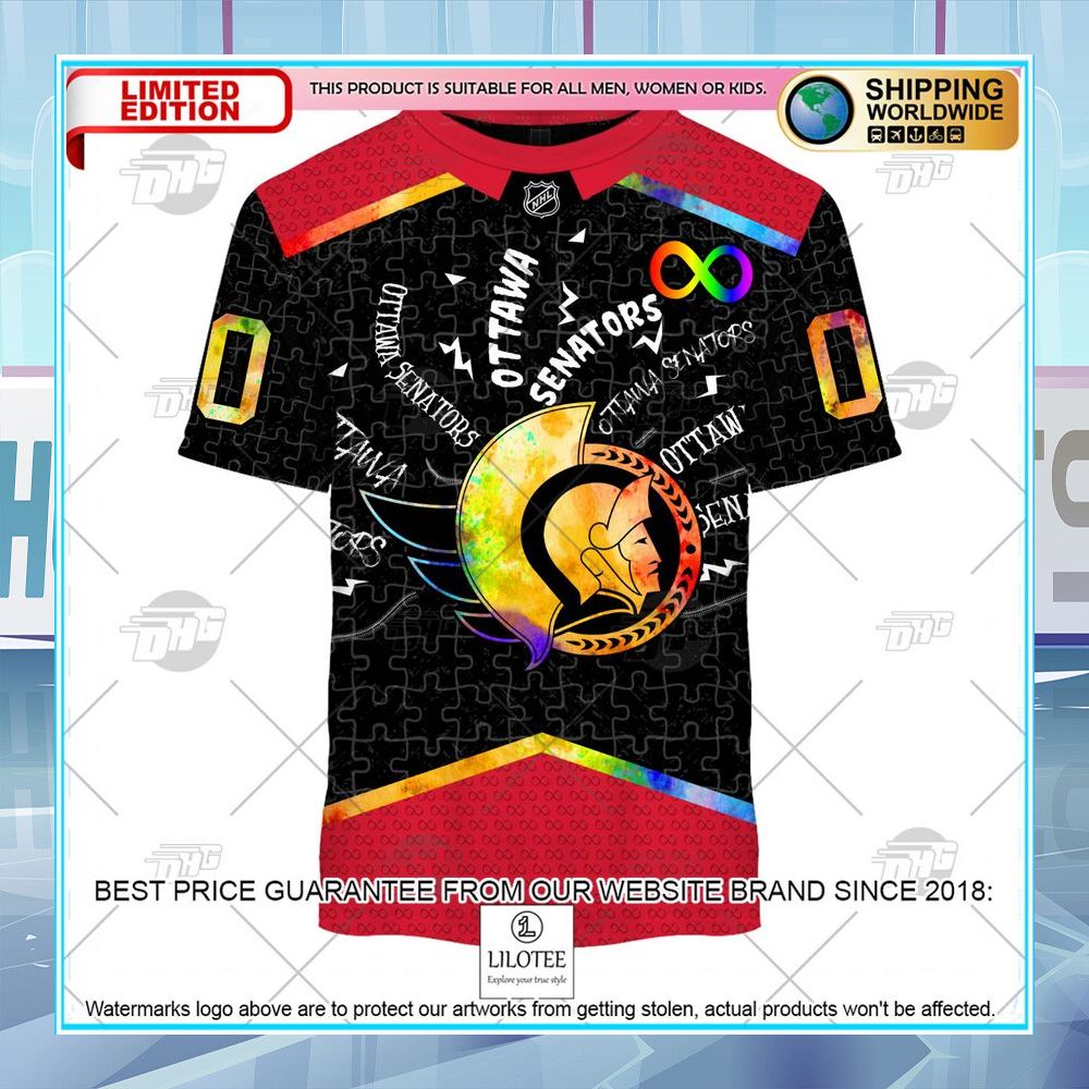 NHL Ottawa Senators Custom Autism CUSTOM Shirt, Hoodie - LIMITED EDITION 4 nhl ottawa senators custom autism custom shirt hoodie 4 733