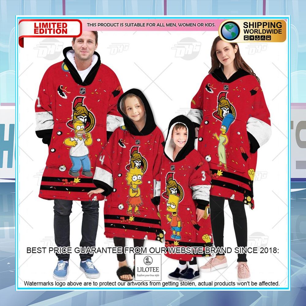 nhl ottawa senators the simpsons custom oodie blanket hoodie 1 154