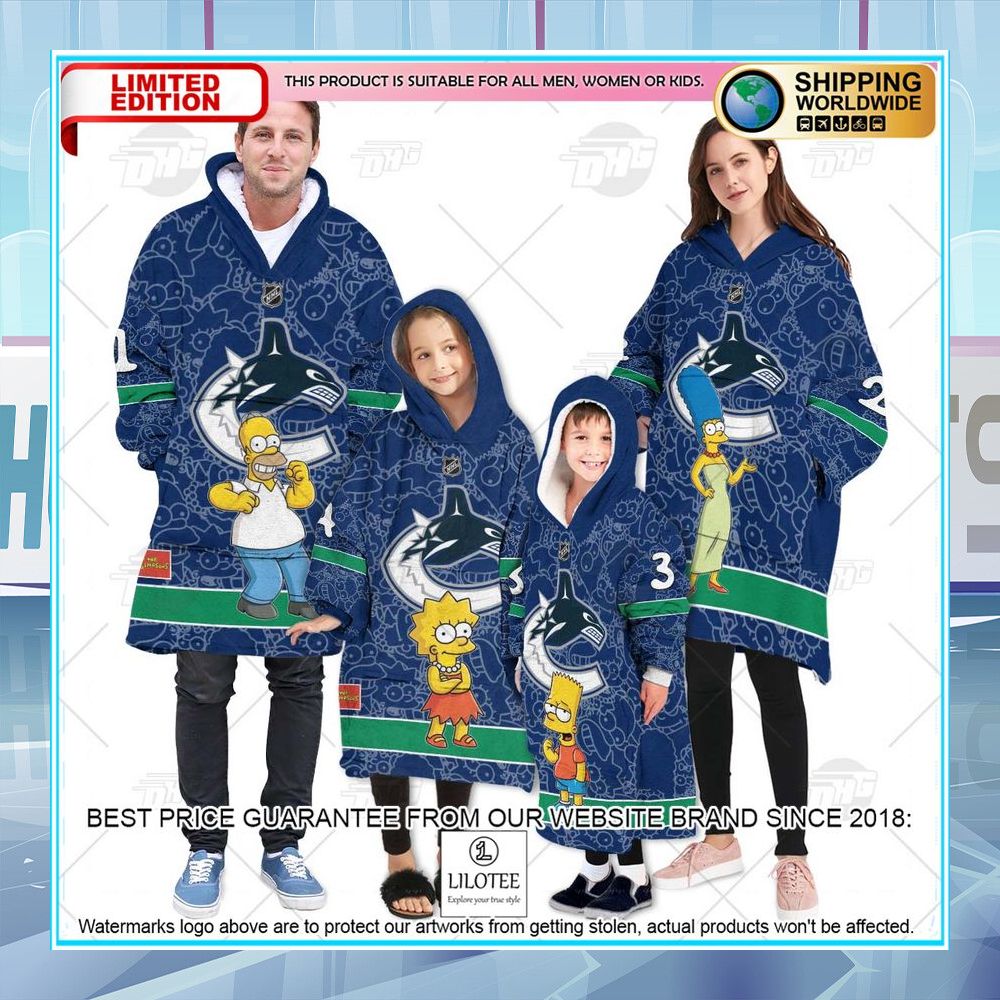 nhl vancouver canucks the simpsons custom oodie blanket hoodie 1 903