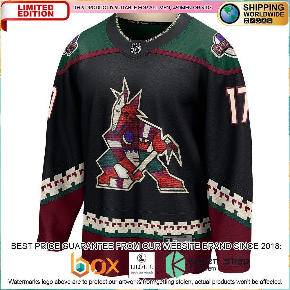 nick bjugstad arizona coyotes black hockey jersey 2 415