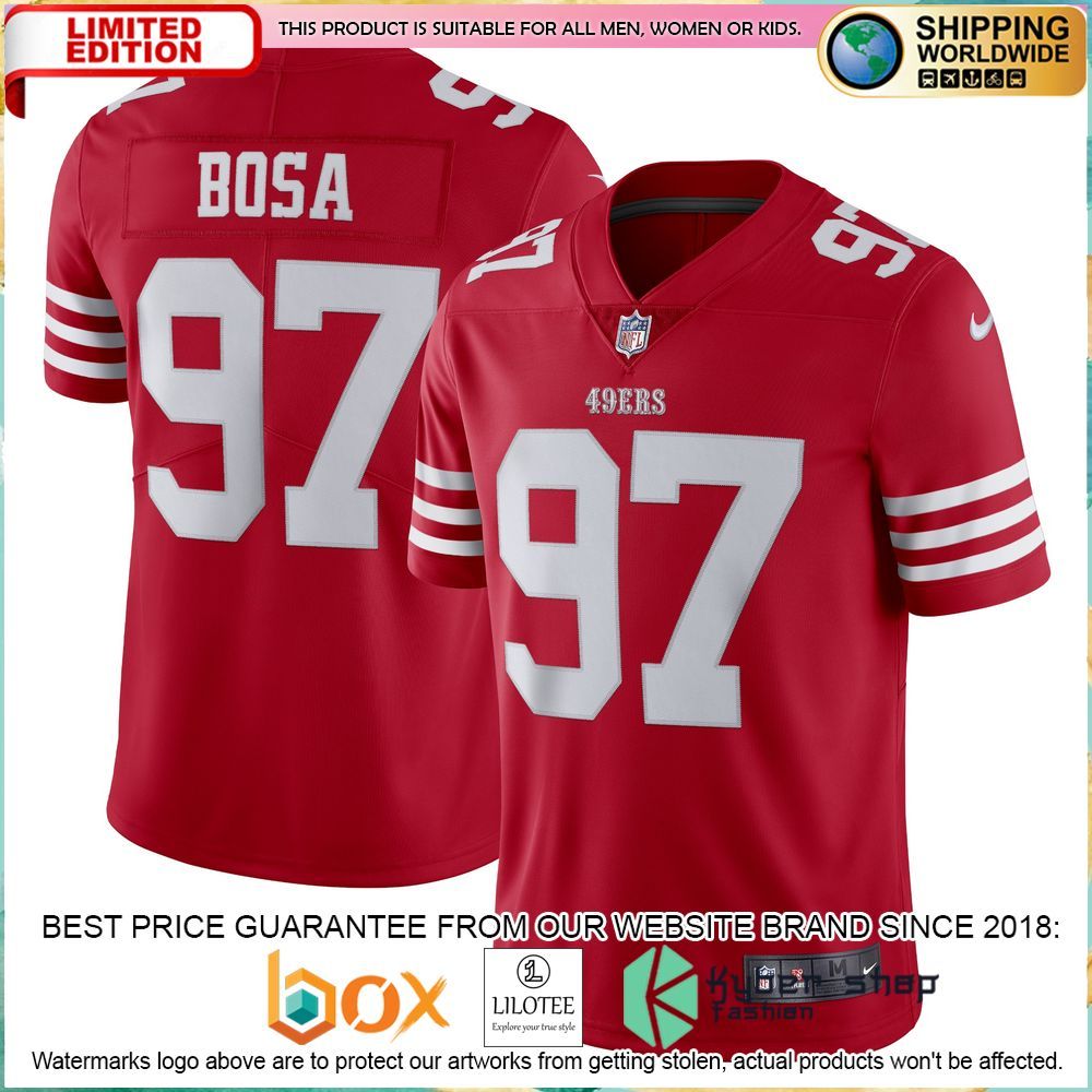 nick bosa san francisco 49ers nike vapor scarlet football jersey 1 905