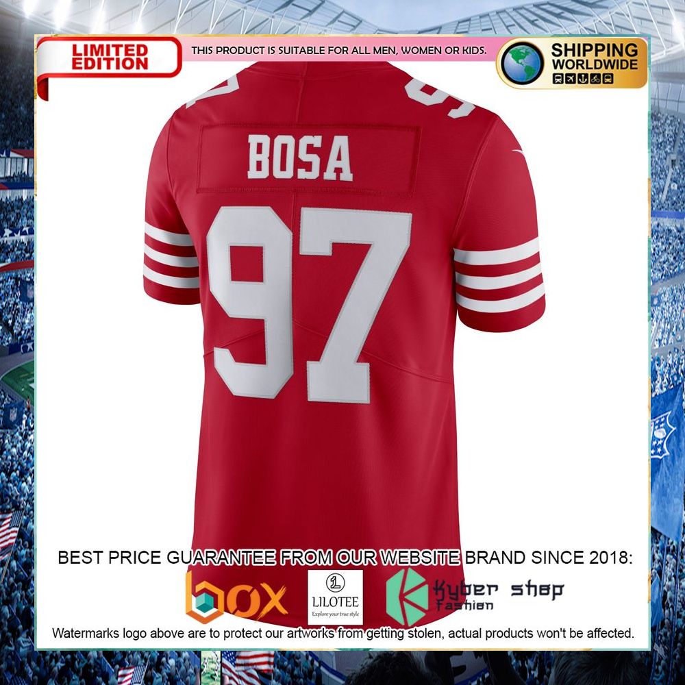 Nick Bosa San Francisco 49ers Nike Vapor Scarlet Football Jersey - LIMITED EDITION 7 nick bosa san francisco 49ers nike vapor scarlet football jersey 3 547