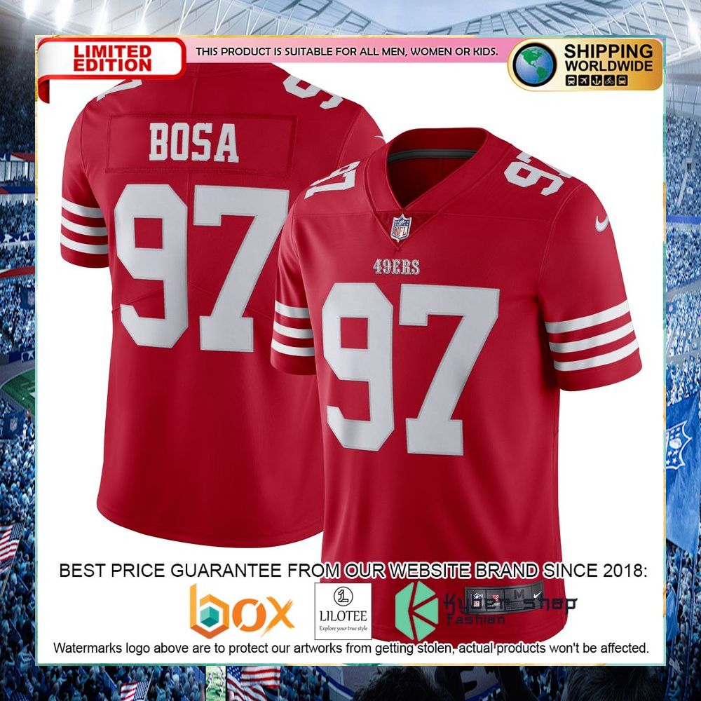 Nick Bosa San Francisco 49ers Nike Vapor Scarlet Football Jersey - LIMITED EDITION 8 nick bosa san francisco 49ers nike vapor scarlet football jersey 4 58